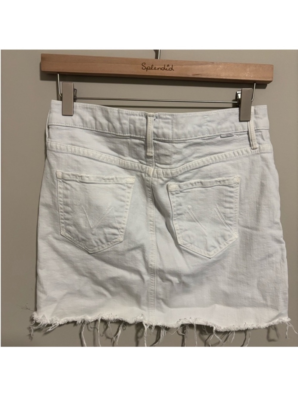 MOTHER Vagabond Denim Mini Skirt Frayed Hem Light Wash Size 25 - Picture 5 of 9